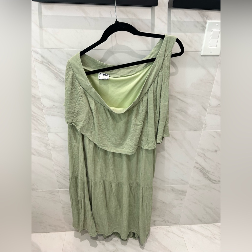 ARULA One Shoulder Sage Green Dress